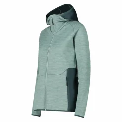 Fleece Grid Tech mit Reißverschluss für Damen meliert mit Kapuze><noscript><img width=