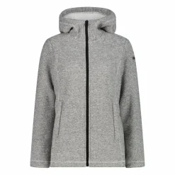 Fleecejacke für Damen aus Knit Tech Melange mit Kapuze><noscript><img width=