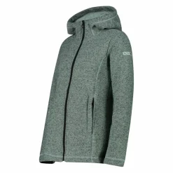 Fleecejacke für Damen aus Knit Tech Melange mit Kapuze><noscript><img width=