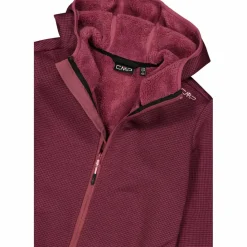 Fleecejacke für Damen aus Knit Tech Melange mit Kapuze><noscript><img width=
