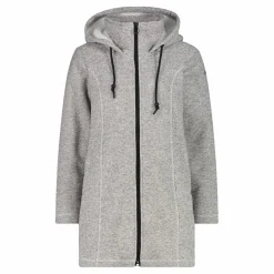 Fleece-Parka für Damen aus meliertem Knit Tech mit Kunstfell-Kapuze><noscript><img width=
