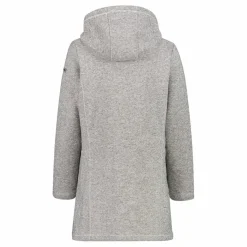 Fleece-Parka für Damen aus meliertem Knit Tech mit Kunstfell-Kapuze><noscript><img width=