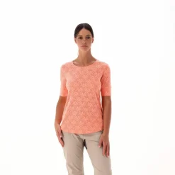 Halbtransparentes Kurzarm-T-Shirt für Damen><noscript><img width=