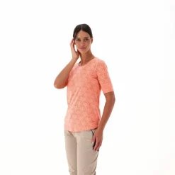 Halbtransparentes Kurzarm-T-Shirt für Damen><noscript><img width=