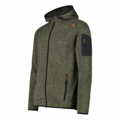 Herren schweres Fleecejacke Knit-Tech in melierter Optik mit Kapuze><noscript><img width=