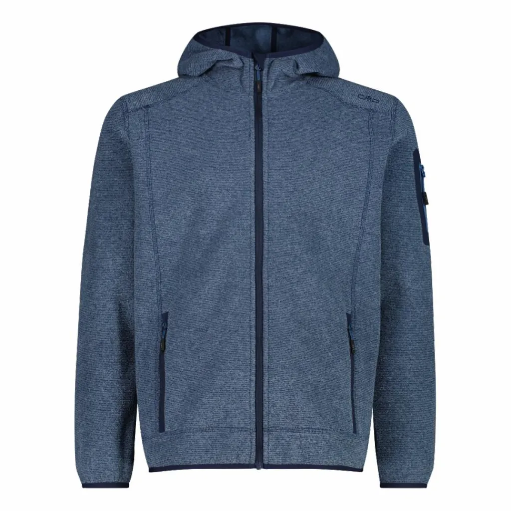 Herren schweres Fleecejacke Knit-Tech in melierter Optik mit Kapuze>CMP Clearance