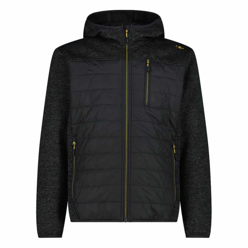 Herren-Hybrid-Fleecejacke aus Knit Tech Melange mit Kapuze>CMP Best