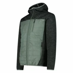 Herren-Hybrid-Fleecejacke aus Knit Tech Melange mit Kapuze><noscript><img width=