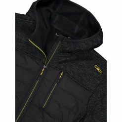 Herren-Hybrid-Fleecejacke aus Knit Tech Melange mit Kapuze><noscript><img width=