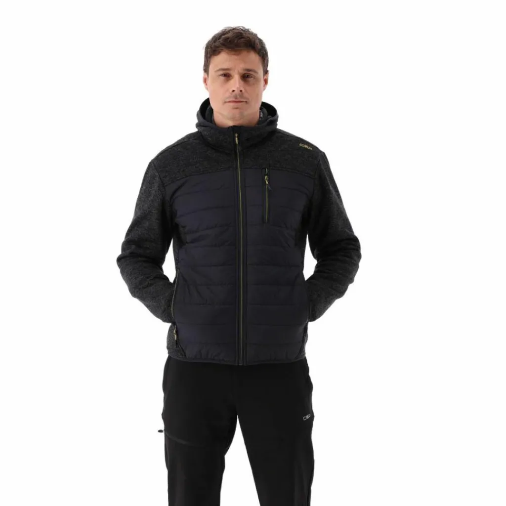 Herren-Hybrid-Fleecejacke aus Knit Tech Melange mit Kapuze>CMP Best