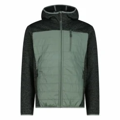 Herren-Hybrid-Fleecejacke aus Knit Tech Melange mit Kapuze><noscript><img width=