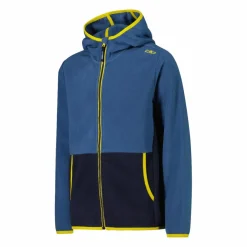 Jungen-Fleecejacke mit Kapuze und durchgehendem Reißverschluss und Color Block><noscript><img width=