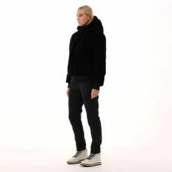 Kunstpelzjacke für Damen mit Kapuze><noscript><img width=