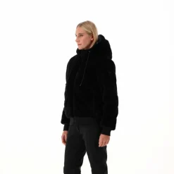 Kunstpelzjacke für Damen mit Kapuze><noscript><img width=