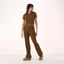 Kurzarm-Top für Damen aus Stretch-Polyamid><noscript><img width=