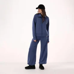 Lange Damenhosen mit weitem Bein aus Modal mit matt glänzendem Finish><noscript><img width=