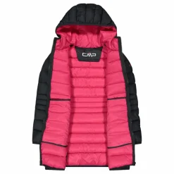 Lange Daunenjacke für Mädchen mit Taftkapuze><noscript><img width=