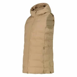 Lange, gepolsterte Weste für Damen mit Kapuze><noscript><img width=