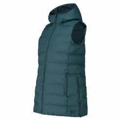 Lange, gepolsterte Weste für Damen mit Kapuze><noscript><img width=