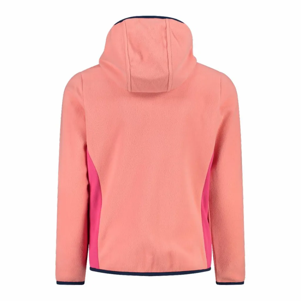 Mädchen-Fleecejacke mit Kapuze und durchgehendem Reißverschluss und Color Block>CMP Discount