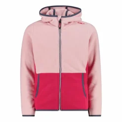 Mädchen-Fleecejacke mit Kapuze und durchgehendem Reißverschluss und Color Block><noscript><img width=