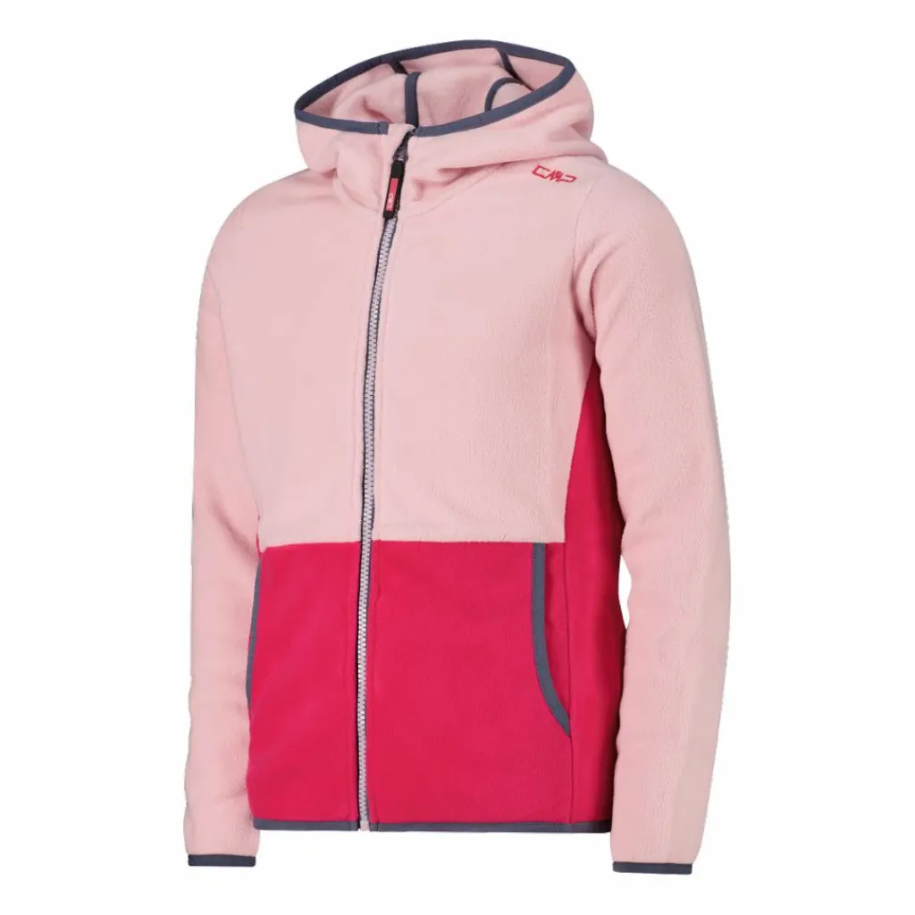 Mädchen-Fleecejacke mit Kapuze und durchgehendem Reißverschluss und Color Block>CMP Discount