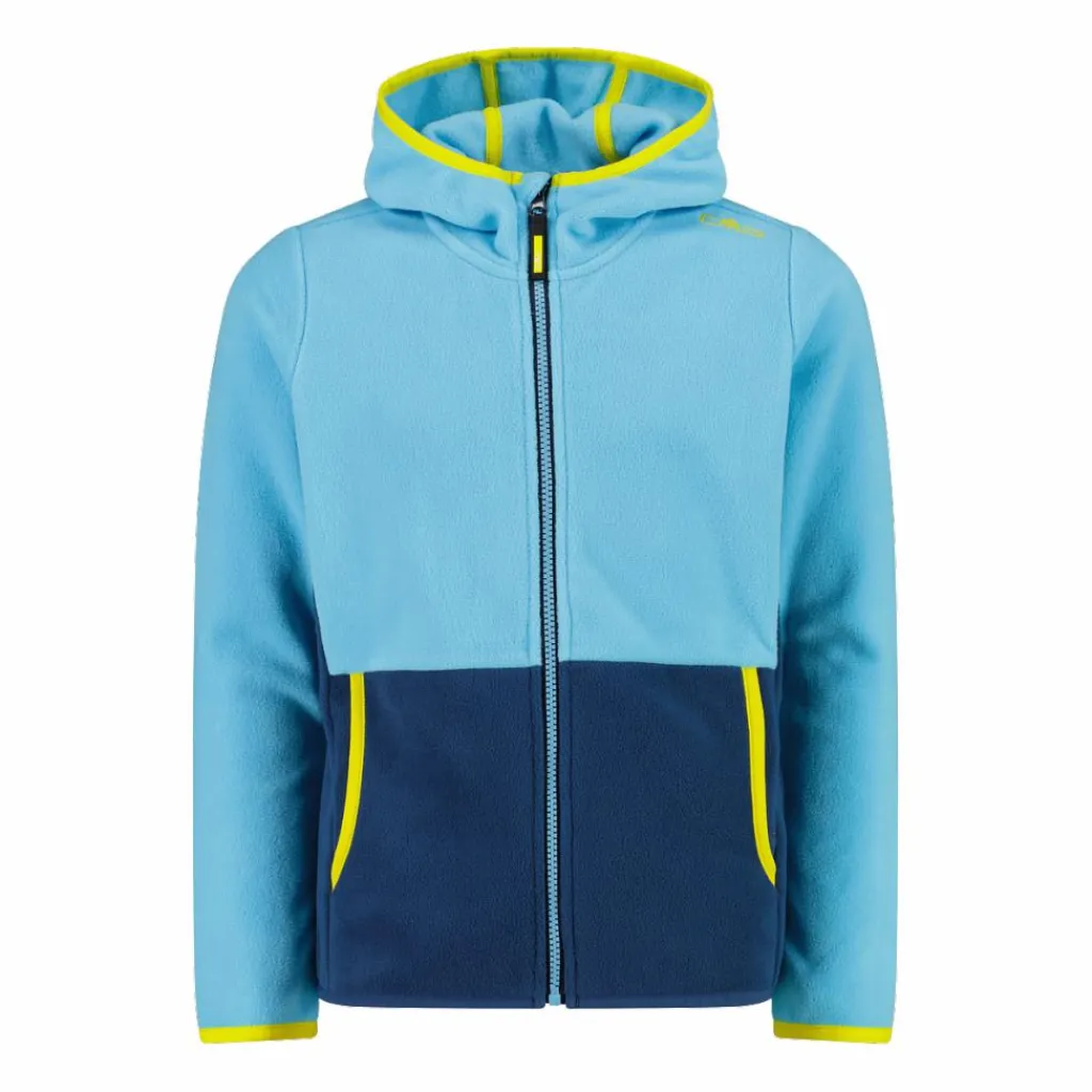 Mädchen-Fleecejacke mit Kapuze und durchgehendem Reißverschluss und Color Block>CMP Discount
