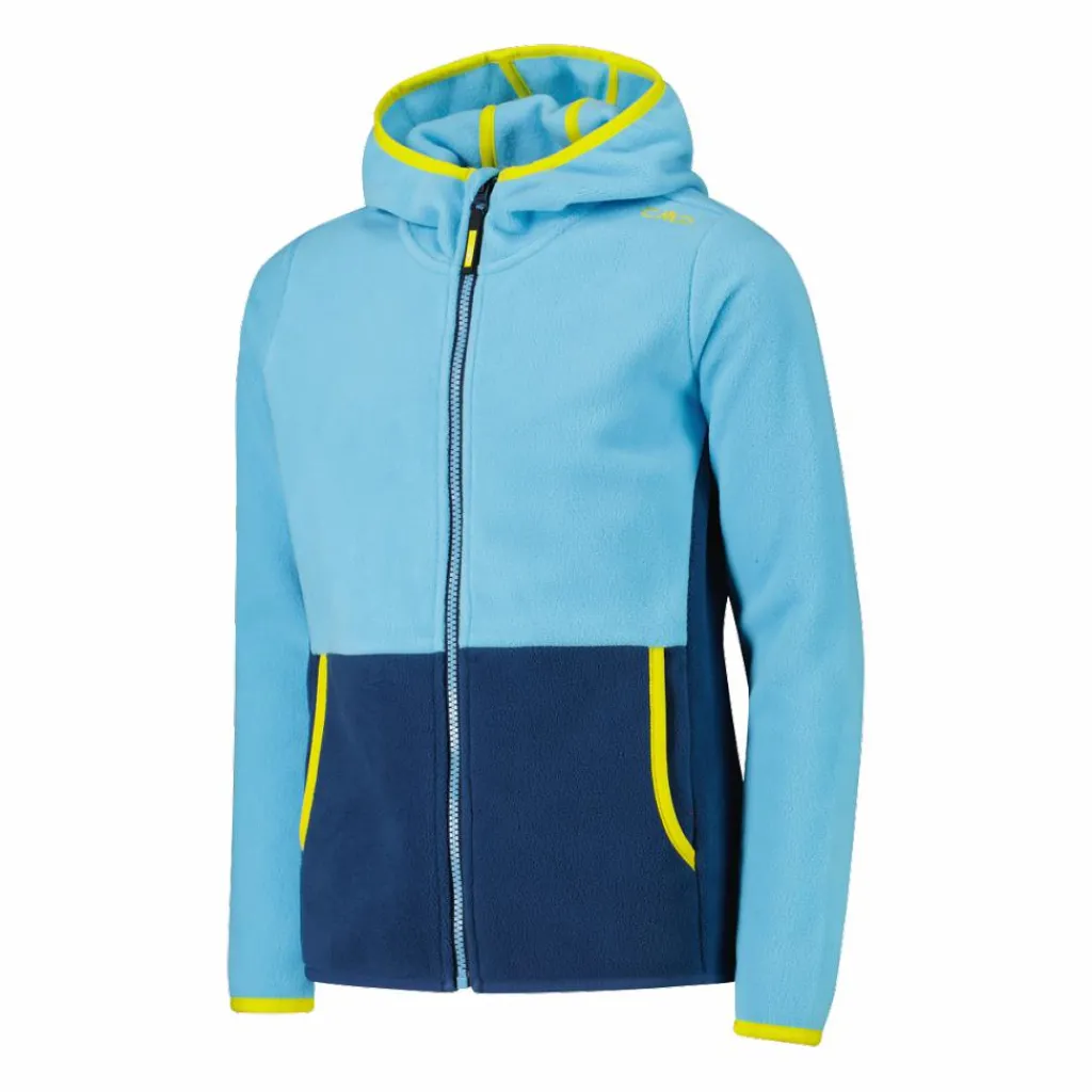Mädchen-Fleecejacke mit Kapuze und durchgehendem Reißverschluss und Color Block>CMP Discount