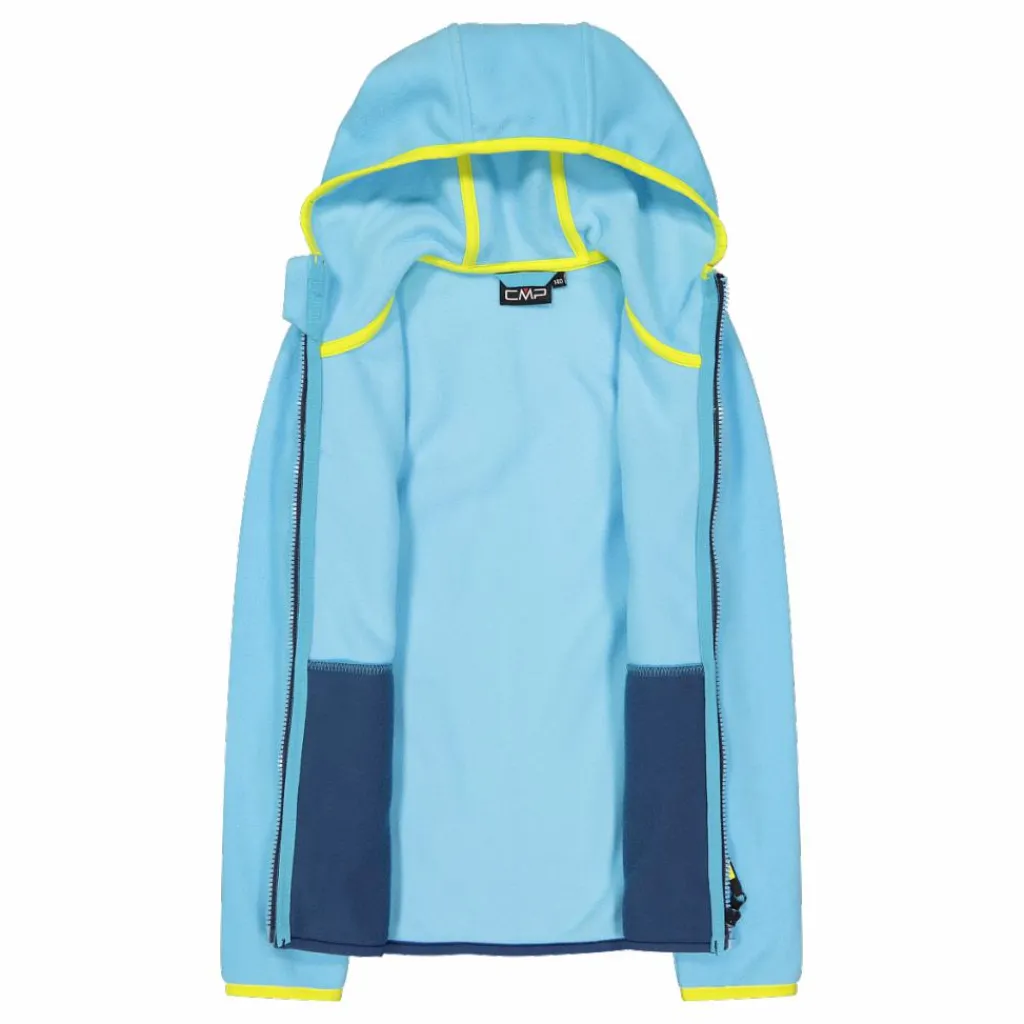 Mädchen-Fleecejacke mit Kapuze und durchgehendem Reißverschluss und Color Block>CMP Discount