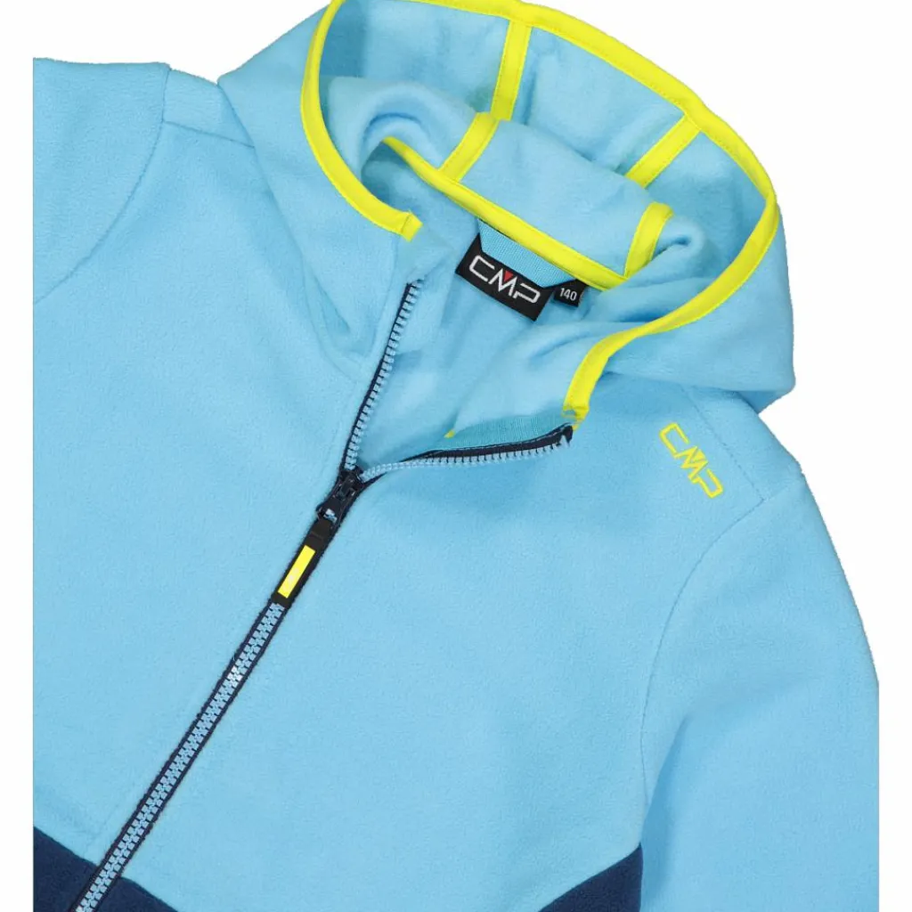 Mädchen-Fleecejacke mit Kapuze und durchgehendem Reißverschluss und Color Block>CMP Discount