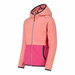 Mädchen-Fleecejacke mit Kapuze und durchgehendem Reißverschluss und Color Block><noscript><img width=