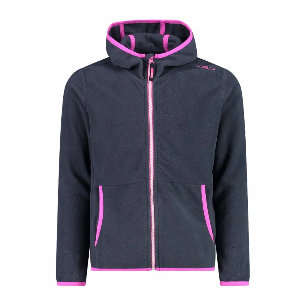 Mädchen-Fleecejacke mit Kapuze und durchgehendem Reißverschluss und Color Block>CMP Discount