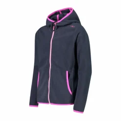 Mädchen-Fleecejacke mit Kapuze und durchgehendem Reißverschluss und Color Block><noscript><img width=