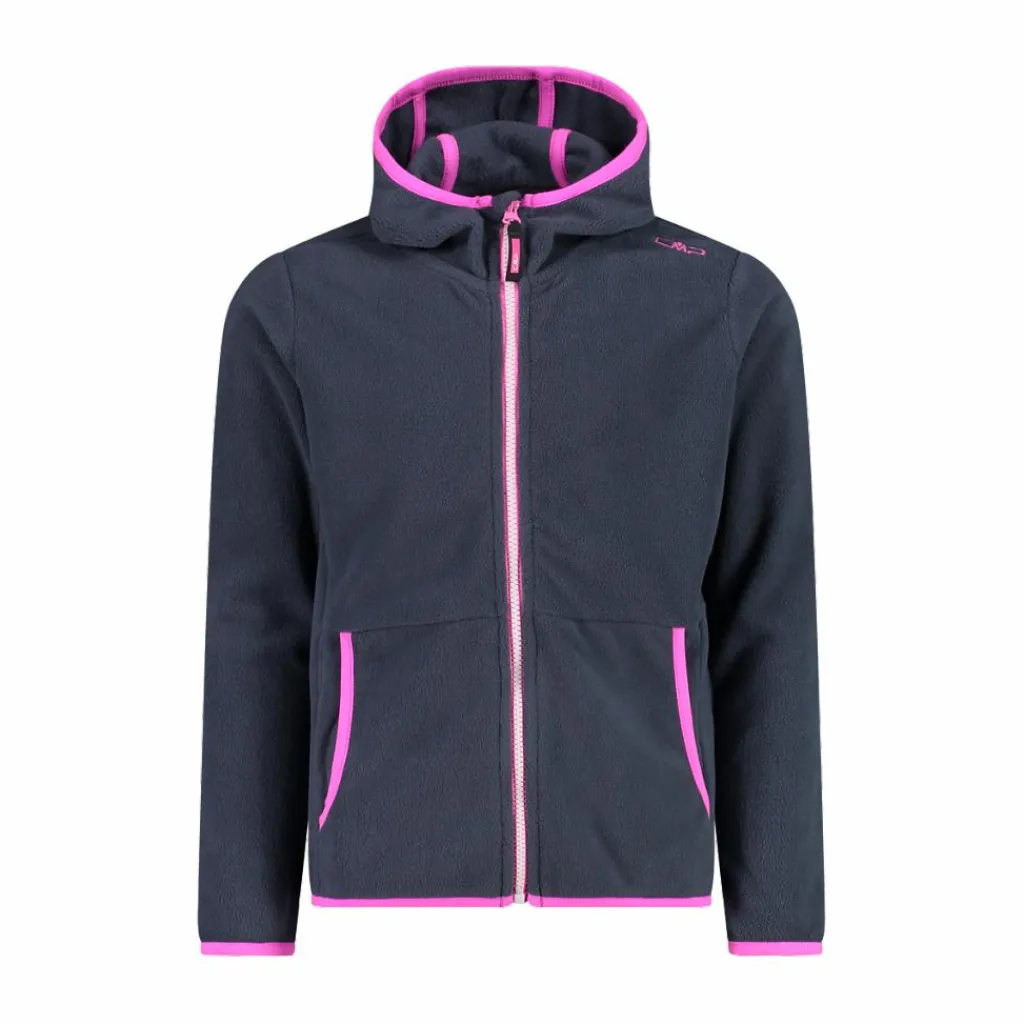 Mädchen-Fleecejacke mit Kapuze und durchgehendem Reißverschluss und Color Block>CMP Discount