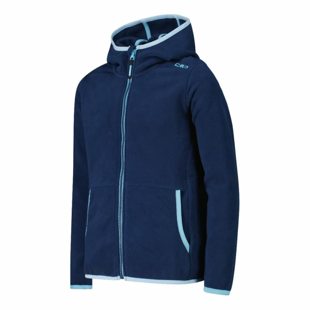 Mädchen-Fleecejacke mit Kapuze und durchgehendem Reißverschluss und Color Block>CMP Discount