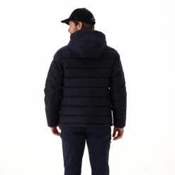 Melierte gepolsterte Herrenjacke mit Kapuze mit Sorona><noscript><img width=