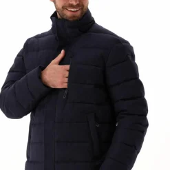 Melierte gepolsterte Herrenjacke mit Kapuze mit Sorona><noscript><img width=