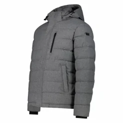 Melierte gepolsterte Herrenjacke mit Kapuze mit Sorona><noscript><img width=