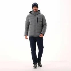 Melierte gepolsterte Herrenjacke mit Kapuze mit Sorona><noscript><img width=