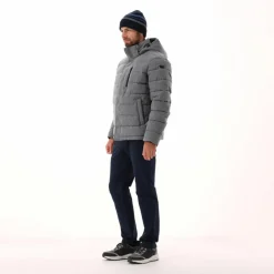 Melierte gepolsterte Herrenjacke mit Kapuze mit Sorona><noscript><img width=