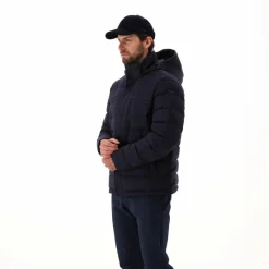 Melierte gepolsterte Herrenjacke mit Kapuze mit Sorona><noscript><img width=