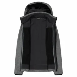 Melierte Softshell-Herrenjacke mit abnehmbarer Kapuze><noscript><img width=