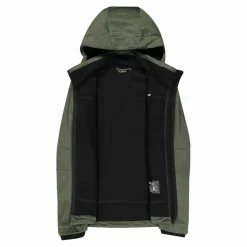Melierte Softshell-Herrenjacke mit abnehmbarer Kapuze><noscript><img width=
