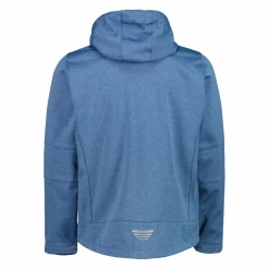 Melierte Softshell-Herrenjacke mit abnehmbarer Kapuze><noscript><img width=