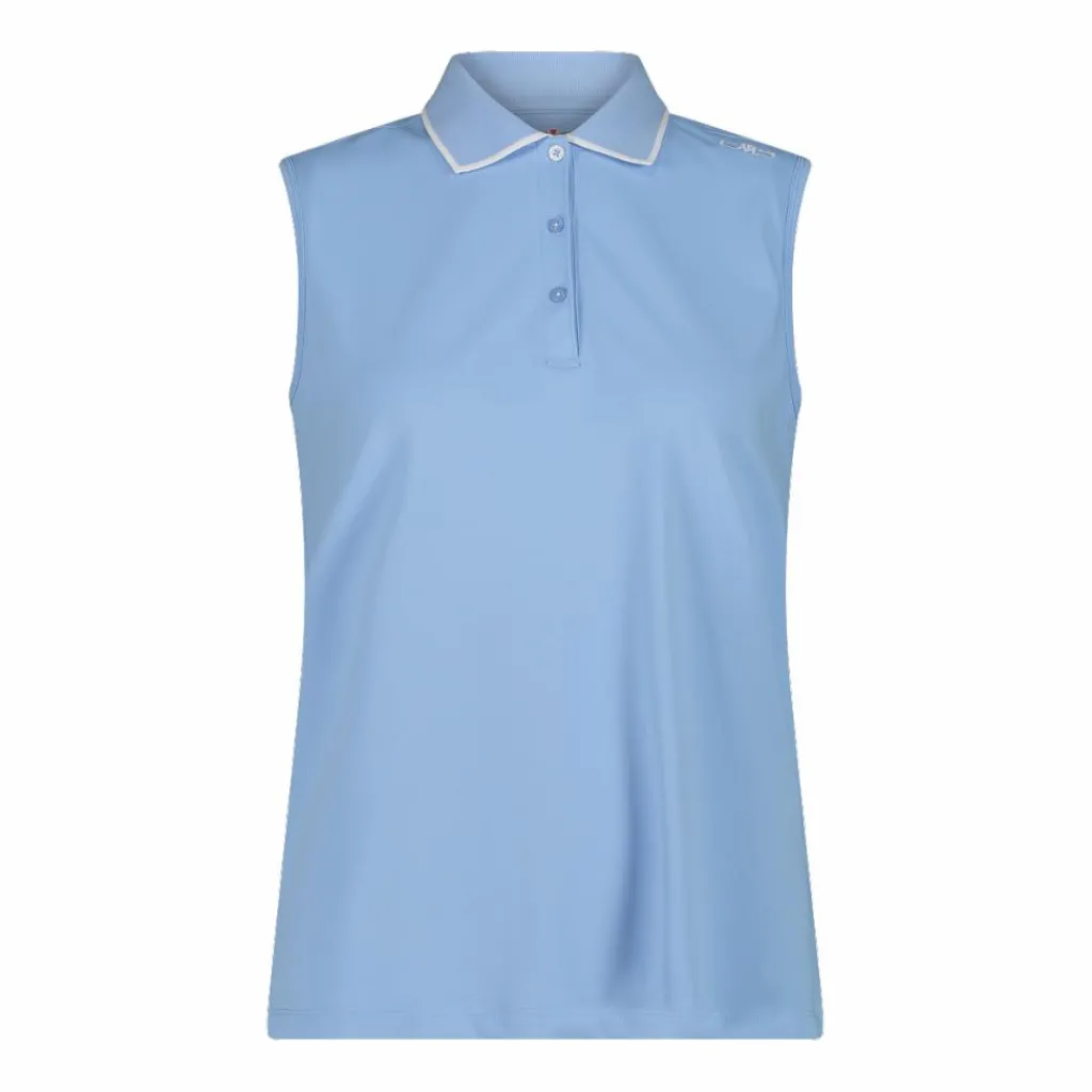 Ärmelloses Damen-Poloshirt aus Stretch-Piqué>CMP New