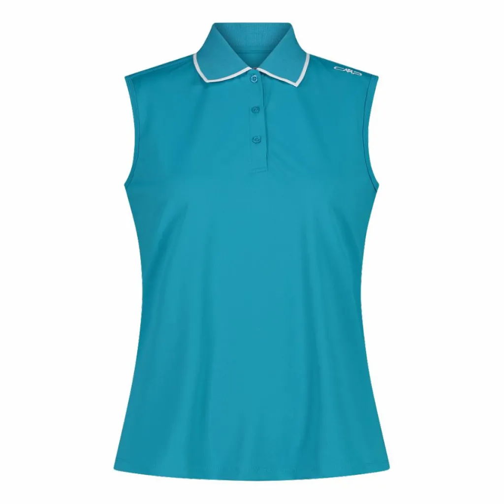 Ärmelloses Damen-Poloshirt aus Stretch-Piqué>CMP New