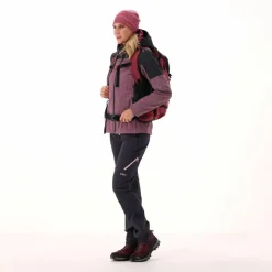 Softshelljacke für Damen mit Kapuze und zweifarbigem Grid-Jacquard-Motiv><noscript><img width=