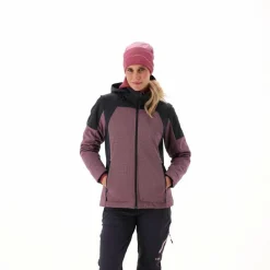 Softshelljacke für Damen mit Kapuze und zweifarbigem Grid-Jacquard-Motiv><noscript><img width=