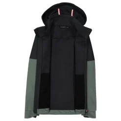 Softshelljacke für Damen mit Kapuze und zweifarbigem Grid-Jacquard-Motiv><noscript><img width=
