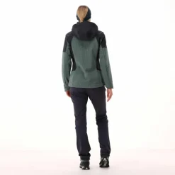 Softshelljacke für Damen mit Kapuze und zweifarbigem Grid-Jacquard-Motiv><noscript><img width=